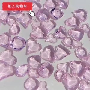 1 Pcs Nail Accessories Glacier Pink Sparkling Crystal Pointed Botton Drill Irregular Heart Crystals冰川透粉色水晶尖底钻闪耀冰糖歪心