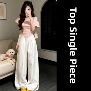 PEIZIXUAN | Elegant Shoulder-Off Top Wide Leg Pants Set Summer New Arrivals