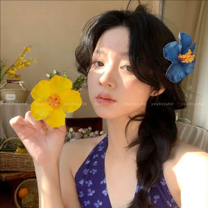 Hawaiian Flower Hair Clip For Women Girls Romantic Bohemian Plumeria Flower Hairpin Side Bangs Clip Seaside Vacation BB Hair Clips Hair Accessories