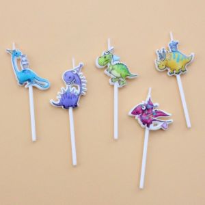 Creative Digital Dinosaur Theme Birthday Cake Decorative Candles for Boys Cartoon Party Series Independently Packaged