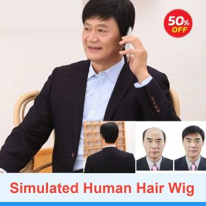 Middleaged and elderly men wig Business natural and realistic full wig for medium-elderly men