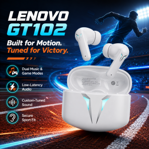 Lenovo | Lenovo GT102 Wireless E-sports Headset TWS Bluetooth 6.0 Earphones Music Gaming Earbuds 50ms Ultra-low Latency HD VoiceCalls NEW