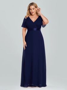 Prom Dresses Plus Size Evening Dresses Long  Elegant A Line V Neck Ruffles Chiffon Formal Wedding Party Dress Robe De Soiree