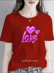 (COD)KAOS ATASAN MOTIF LOVE/COTTON COMBED WANITA