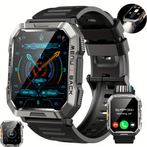 IOWODO W60 Waterproof Smart Watch 2.01 inch HD Display 900mAh Large Battery Smartwatch with Emergency Lighting Woman Man Watches