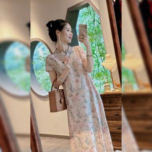 PAIBOLI | Elegant Floral New Chinese Style Long Dress
