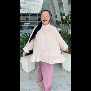 Plus Size (2XL-6XL) Embroidery Full Button Layer Blouse Muslimah (4868)