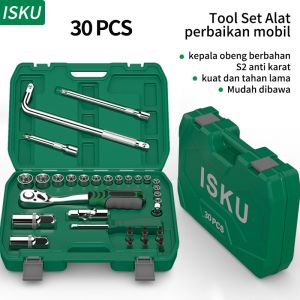 ISKU Tool kit Set alat Kunci Sok set 37pcs/kunci pas Set 12pcs 8-19mm 1/2 kunci Mata Sok lengkap 19pcs Kombinasi 1/2 72gigi Gagang ratchet Alat Perbaikan Mobil Toolbox/Kunci Set 37/61/82pcs Set kunci perbaikan mobil