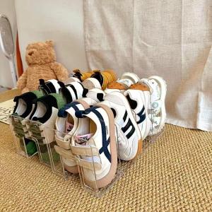 Transparent Acrylic Childrens Shoe Cabinet Simple Home Use Shoe Storage Organizer Rack Box for Baby Shoes Easy to Assemble