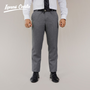 Celana Bahan Pria Panjang Jumbo Melar Model Slimfit Abu Muda Valda Series Formal Cowok