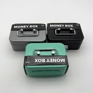 Portable Metal Key Lock Cash Box With Handle Small Kids Money Organizer Storage Box With Lockable Cover For Easy Cash Management
