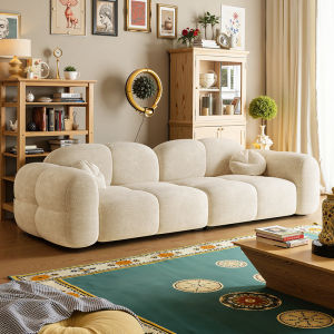 Government Subsidy French Retro Style Jelly Sofa Living Room Puff Straight Row Small Apartment Snail Velvet Fabric Art Style Sofa