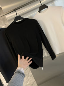 Soft Skin-friendly Elastic round Neck Long Sleeve T-shirt for Men Autumn Winter Base Layer Pure Color Youth Fashion Basic Style