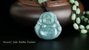 Happy Buddha Jade Pendant Smiling Buddha Green Jade necklace Genuine natural Genuine Jadeite Buddha pendant mens and womens Gifts