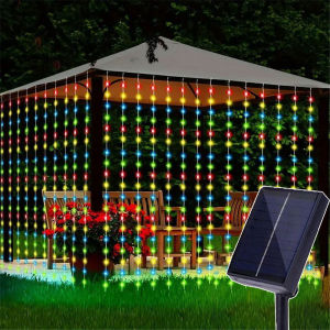 Solar Curtain Light LED Outdoor Waterproof Garland Decoration String Lights Yard Wedding Fairy Garland String Lights