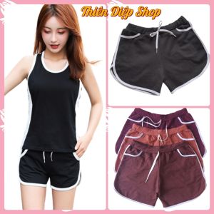 Quần đùi nữ viền sọc mặc nhà đủ màu sắc quần short ngắn dây rút vãi thun cotton thoáng mát