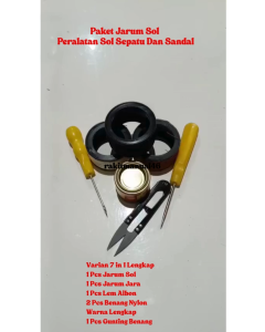 Paket Benang Nilon Sol Sepatu + Jarum Sol Sepatu Original + Gunting Benang + Lem Aibon F