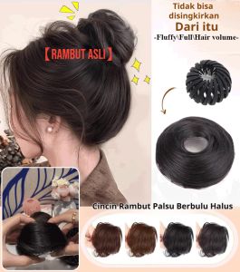 COD🔥Donat Rambut Bervolume Gaya Rambut Sanggul Berbulu Modis Aksesori Sanggul Rambut Cincin Donat Rambut Keriting Alami Wig Cepol Jepit Cepol Rambut Palsu Sanggul Cepol Rambut