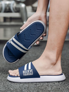Mens Outdoor Slippers Blue Summer Fashion Soft Bottom Sporty Flat Foot Feeling Trendy Beach Sandals Breathable Solid Color