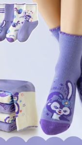 Set 5 đôi tất Thỏ tím chất len co giãn cho bé gái 2-8 tuổi