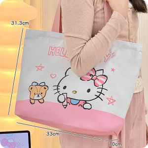 Adorable Sanrio Canvas Shoulder Bag Commuter Backpack Womens Handbag Mommy Bag Embroidery Cartoon Anime Youth Casual Fashion