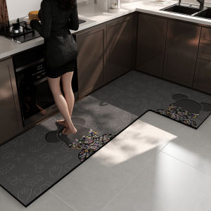 Luxurious L-Shaped Kitchen Floor Mat Water Absorbent Anti-Slip Silicon Dinosaur Pattern Rubber Carpet for Modern Home Kitchen