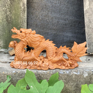 Tượng con rồng linh vật tuổi thìn dài 15cm đến 30cm chất liệu gỗ hương