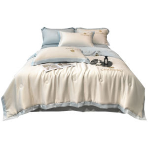 2024 New Ice Lụa Vỏ Bọc Điều Hòa Mùa Hè Có Thể Giặt Được Lụa Bộ Bốn Món Chăn Làm Mát Mùa Hè Kích Thước Đôi