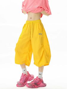 Quần Short Nhanh Khô Mùa Hè Bằng Lụa Băng Thêu Cho Nữ Cỡ Lớn Quần Ống Đứng Rộng Rãi Dài qua Đầu Gối