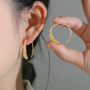 Circle Wheat Hook Earrings Niche Design Round Leaf Earhook Fashion Girls Wedding Party Daily Jewelry Accessories