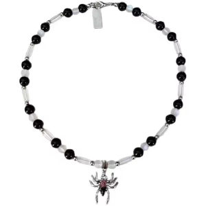 1PC Spider Pendant Round Bead Necklace Diablo High Street Diamond Black Bead Mosaic Clavicle Chain