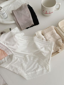 Modal ลูกไม้ กางเกงใน ผู้หญิง เอวกลางเซ็กซี่ ฤดูร้อน บาง ระบายอากาศได้ดี ไม่มีรอยต่อ สีดำ สีขาว สูง ยืดได้ สามเหลี่ยม กางเกง ชุดชั้นใน