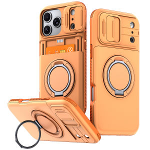 szhaiyu | For Magsafe Magnetic Ring Bracket Phone Case for IPhone 17E 16E 17 16 15 14 Plus 13 12 Pro Max 11 Wallet Holder Shockproof Cover