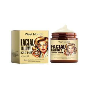 West&Month Facial Tallow Honey Balm Redness Repair Pore Shrinking Nourishing Hydrating Brightening Rejuvenation Korean Cosmetics Moisturizing Beef Tallow Serum Body Lotion Grass Fed Grass Finished Face Lip Care(120g)