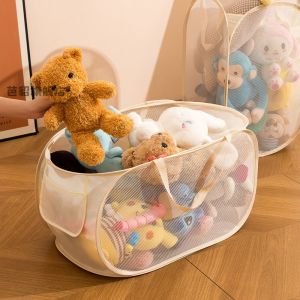 Large Capacity Toy Storage Basket Childrens Living Room Home Use Carrying Dirty Clothes Basket Polyester Steel Wire