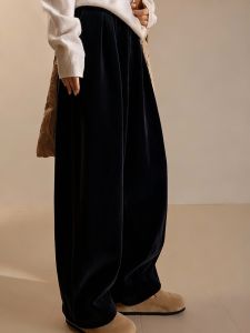 XIUMEI | Thickened Casual Wide Leg Pants Corduroy Black