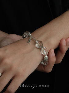 Original Design S925 Silver Natural Crystal Odd-Shaped Bracelet Close Friend Gift Hand Chain Fashion Jewelry Womens Accessory