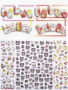 Cartoon Nail Art Stickers for Kids Kuromi Hello Kitty Cinnamoroll Pai Dog and Friends Nail Decals Suitable for All Skin Types