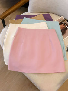 Váy Mini Chữ a Cạp Cao Màu Hồng Nhạt Phong Cách Ngọt Ngào Trẻ Trung Đa Năng Váy Công Sở Mùa Thu Váy Ngắn