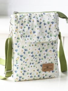 Fashionable Tea Rose Fabric Womens Crossbody Bag Coin Purse Single Shoulder Mobile Phone Bag Small  Style Casual Use