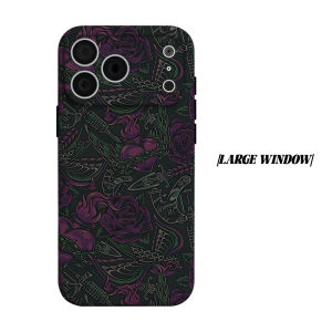 Vintage Rose Tattoo Style Phone Case for iPhone 18 17 16 15 14 13 12 11 Air Pro Max Plus Double-layer Cover