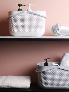 ABS Household Plastic Basket Portable Bath Shower Storage Bathroom Kitchen Office Bakul Plastik Penyimpan Sayur-Sayuran