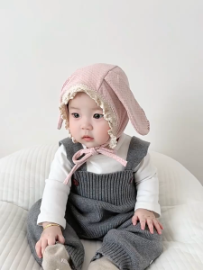 LISA Topi Bonnet Bayi Earmuff kuping lucu | Topi katun bayi 0-1 Tahun | Topi bayi lucu hangat