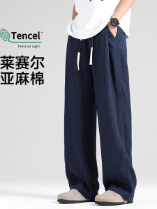Quần Dài Nam Mùa Xuân Hè Thường Ngày Quần Thể Thao Ống Đứng Rộng Rãi Bằng Vải Lanh Cotton Thoáng Khí Quần Dài Ống Rộng Bằng Vải Lanh