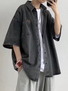 XIBAIYI | Extra Large 300 lbs Casual Mens Summer Denim Shirt
