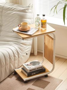 Mini Modern Minimalist Side Table with Storage from Haomeida Artificial Board Coffee Table for Living Room Bedroom