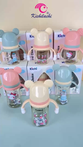 Bình sữa cổ rộng Kichilachi cho bé chất liệu nhựa Tritan bình sữa 2 trong 1 có gặm nướu dung tích 160-240ml núm vú silicone siêu mềm chống sặc chống đầy hơi không BPA