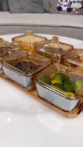 3/4/6pcs Snack Bowls Set With Lid Transparent Plastic Candy Nuts Container Household Tableware Fruit Appetizer Serving Dishes