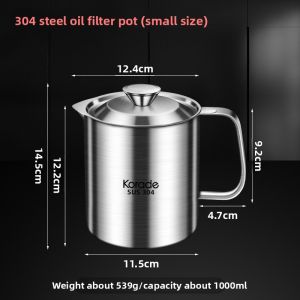 Korade | Stainless Steel 304 Oil Filter with Filter Net Large Capacity Oil Storage Bottle