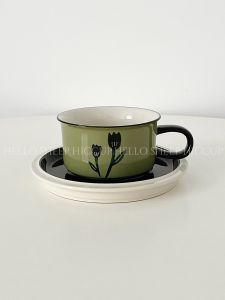 Retro Floral Coffee Cup And Plate Set European Style Ceramic Gift for Women Vintage Aesthetic Latte Art Cup And Plate Set